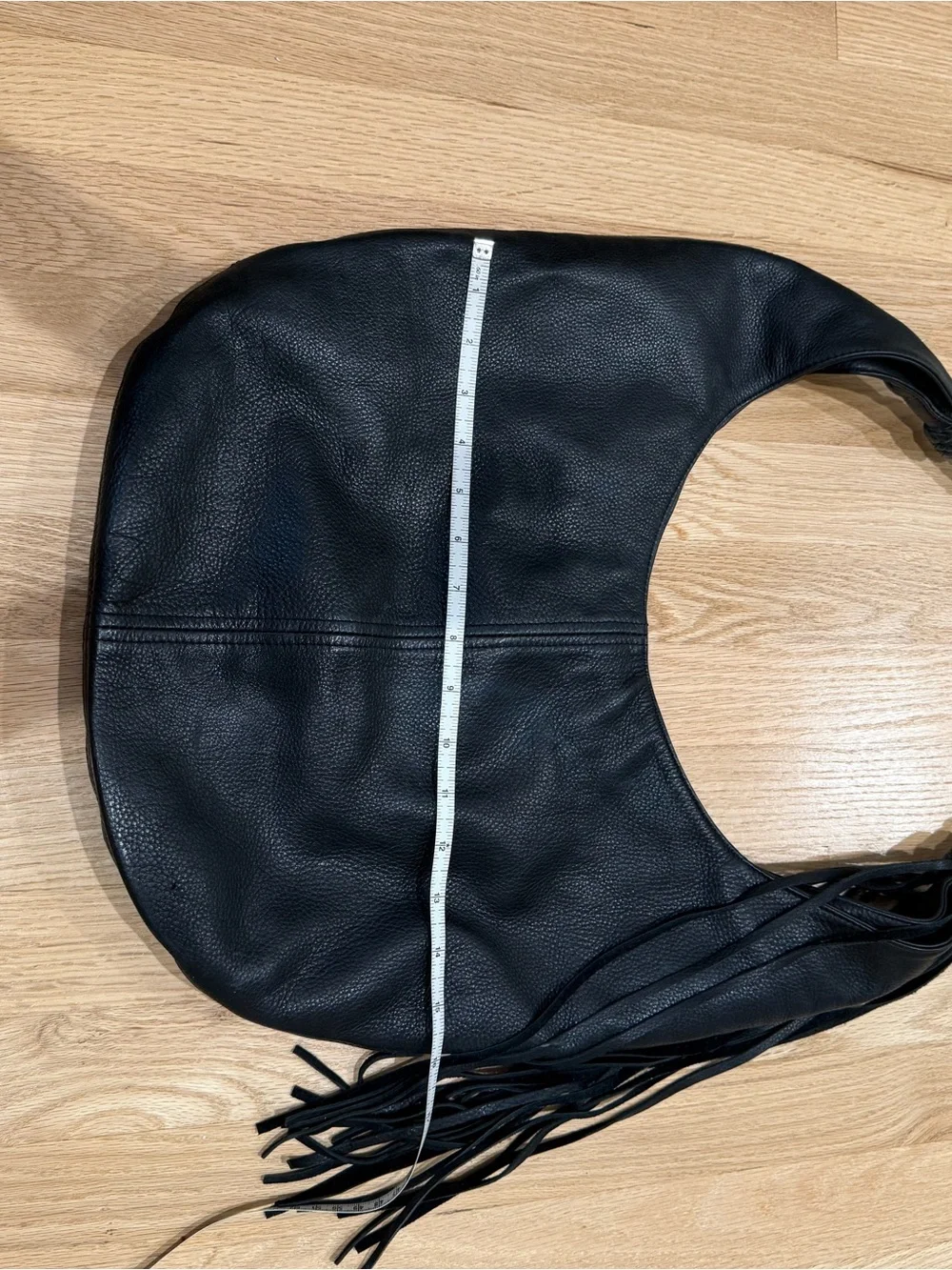 Black Leather Hobo Shoulder Bag